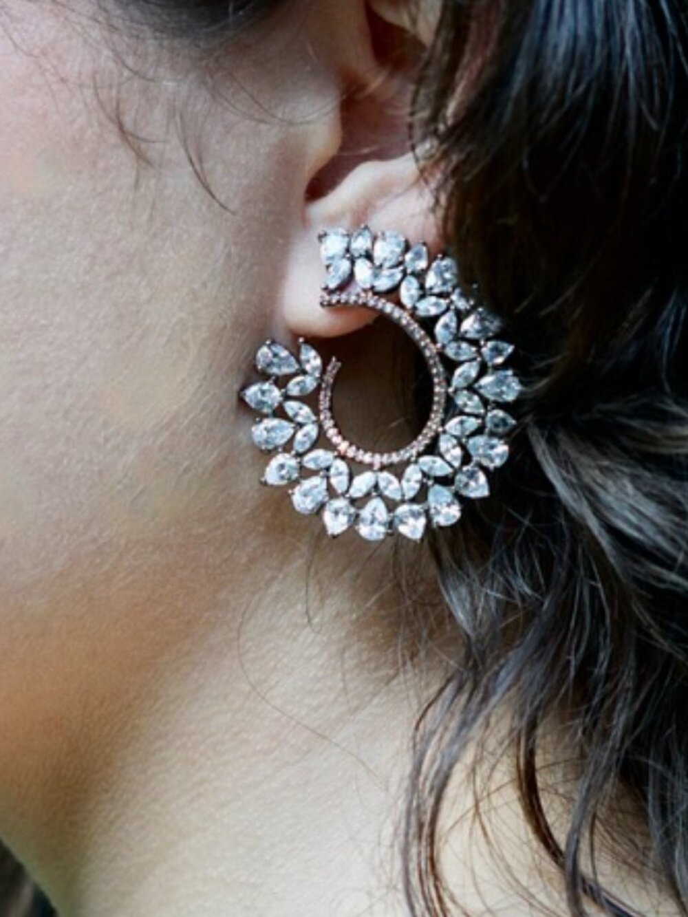 Moon Stud Hoops Earrings